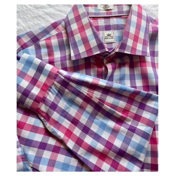 Peter Millar Other - Peter Millar Mens Large Gingham Check Button Down Shirt Purple Pink MS14W51CSL